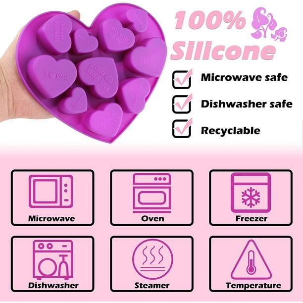 4 Pieces 10 Holes Heart Shaped Silicone Mold Valentine's Conversation Candy  Heart Mold Non-Stick Silicone Fondant Baking Mold Jelly Pudding Dessert