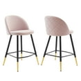 thumbnail image 2 of Modway Cordial Performance Velvet Counter Stools - Set of 2 in Pink, 2 of 10