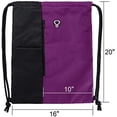 thumbnail image 2 of Large Capacity Drawstring Gym Backpack with Zipper Pocket & Water Bottle Holder - Unisex Heavy Duty Sports Sack for Workout, Hiking, Travel (Purple Black)​, 2 of 2