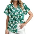 thumbnail image 2 of T-shirts de Plage pour Femmes 2026 Été Mode Manches Courtes Boutonné Col à Revers Chemise Tropicale Vacances, 2 of 8