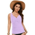 thumbnail image 5 of GEWSEY Women's Underwire Tankini Top Tummy Control Bathing Suits Sexy V Neck Crossover Swim Top Only (Light Purple, L), 5 of 9