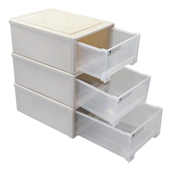 18 Quart Plastic Stacking Chest of Drawer, Storage Drawer Box, 3 Packs