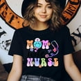 thumbnail image 3 of Mom Wife Nurse T-Shirt | Cute Pastel Nurse Graphic Tee with Stethoscope, Natural, Size L, 3 of 6