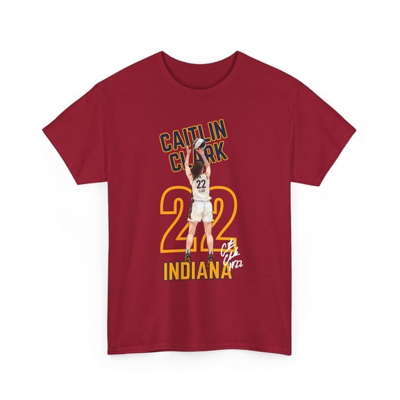 Indiana Caitlin Clark #22 Logo Shot Cartoon Basketball Unisex Cotton Tee-KWBCC22074W