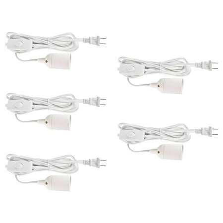 

5-Pack Pendant Lamp Cord Set 15Ft Extension Hanging Light Cord Light Bulb Socket with Switch UL Listed White US Plug