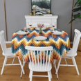 thumbnail image 2 of Orange Geometric Pattern Round Tablecloth 60"x60",Wrinkle Wipeable Table Cloth for Kitchen Dining Room Picnic Patio Party, 2 of 6