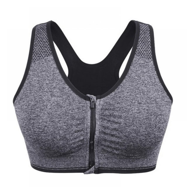 Women‘s Tops Front Zipper Sports Breathable Wirefree Padded Push Up Sports Yoga Tops
