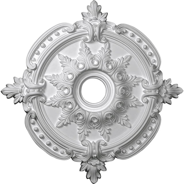 Ekena Millwork CM28BEBRS Benson Classic Ceiling Medallion, 28 3/8"OD x 3 3/4"ID x 1 5/8"P, Hand-Painted Brass
