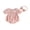 Pink, variant on Aojekbee Baby Girl Summer Romper Fashionable Flower Trim Short Bubble Sleeve Smocked Jumpsuit with Headband
