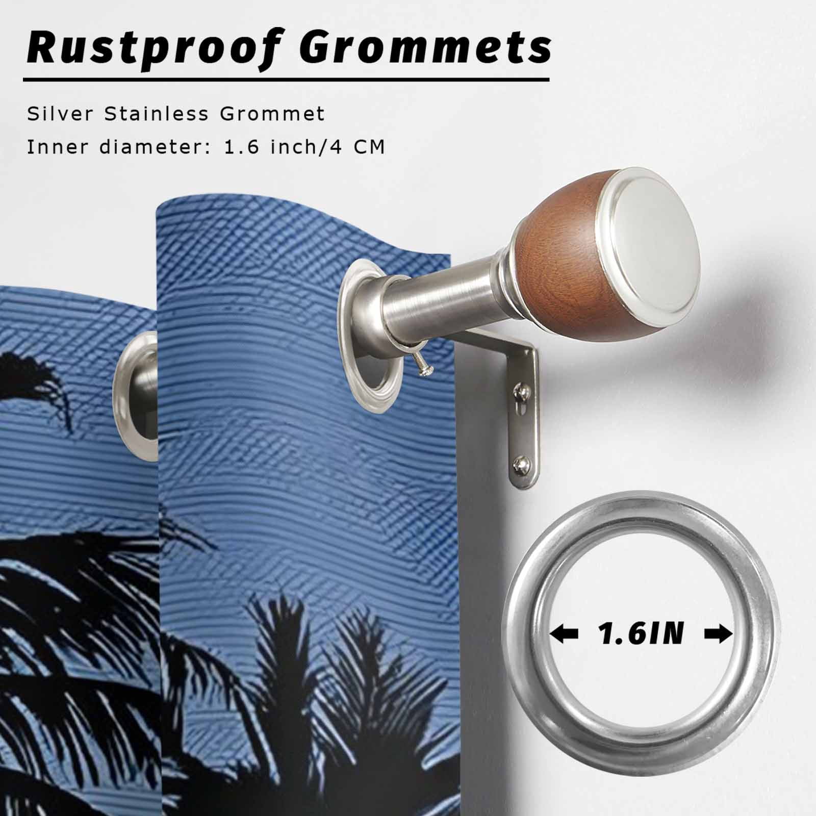 Palm Trees Island Outdoor Curtains for Patio, Summer Tropical Plants Silhouettes Sunset Sunshade Privacy Drapes Grommet Waterproof Outside Curtains for Porch/Cabana/Balcony 54"x 108", 1 Panel