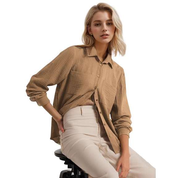 SANOPY Women's Pocket Long Sleeve Casual Shirt