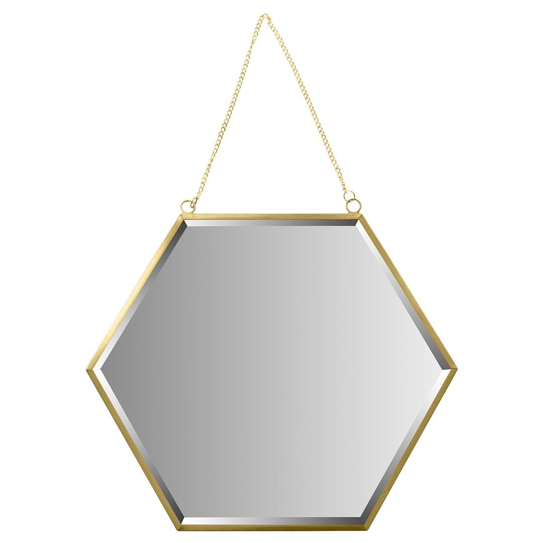 Set of 3 wall Hanging Geometric Wall Mirrors Gold Hexagon Decor Modern New Trend 