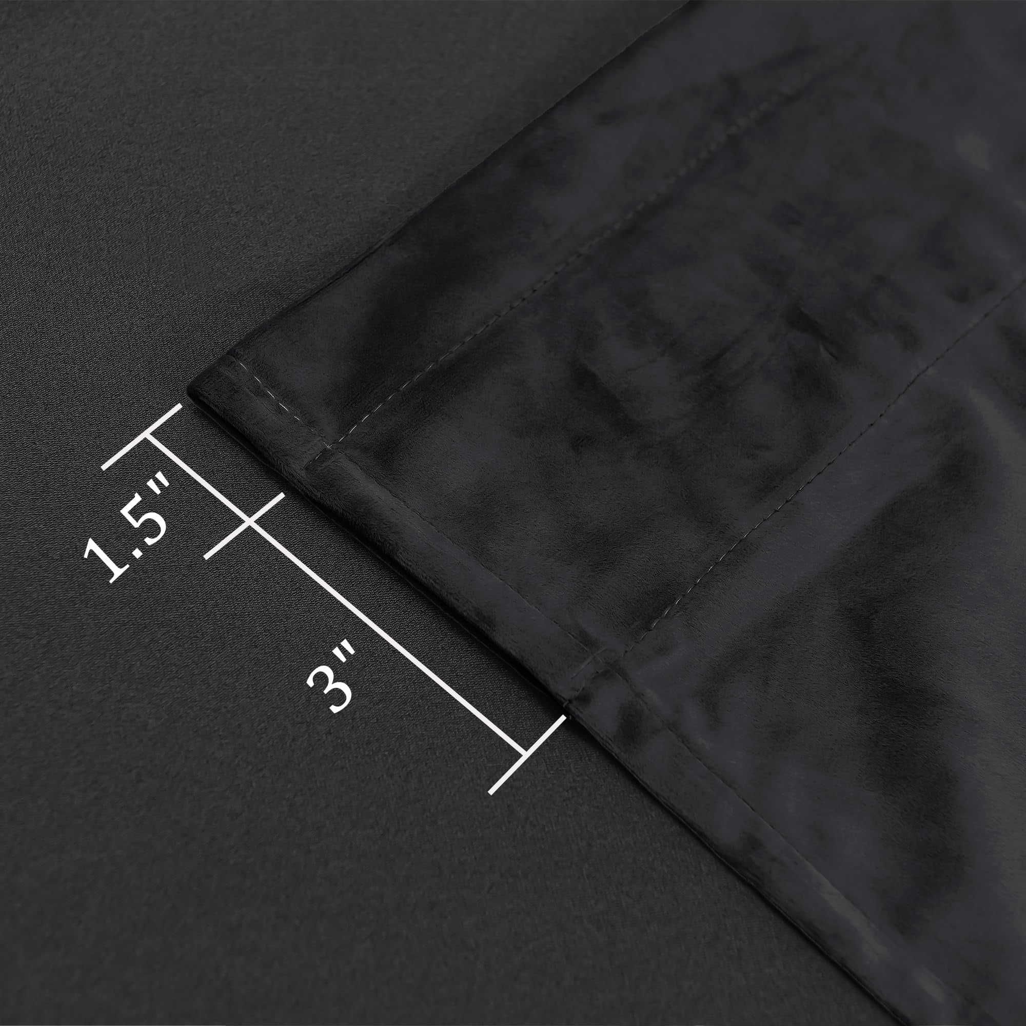 Hiasan Luxury Velvet Curtain with Tiebacks-Blackout Curtains for Bedroom/Living Room, Black, Rod Pocket, 52" x 84", Set of 2