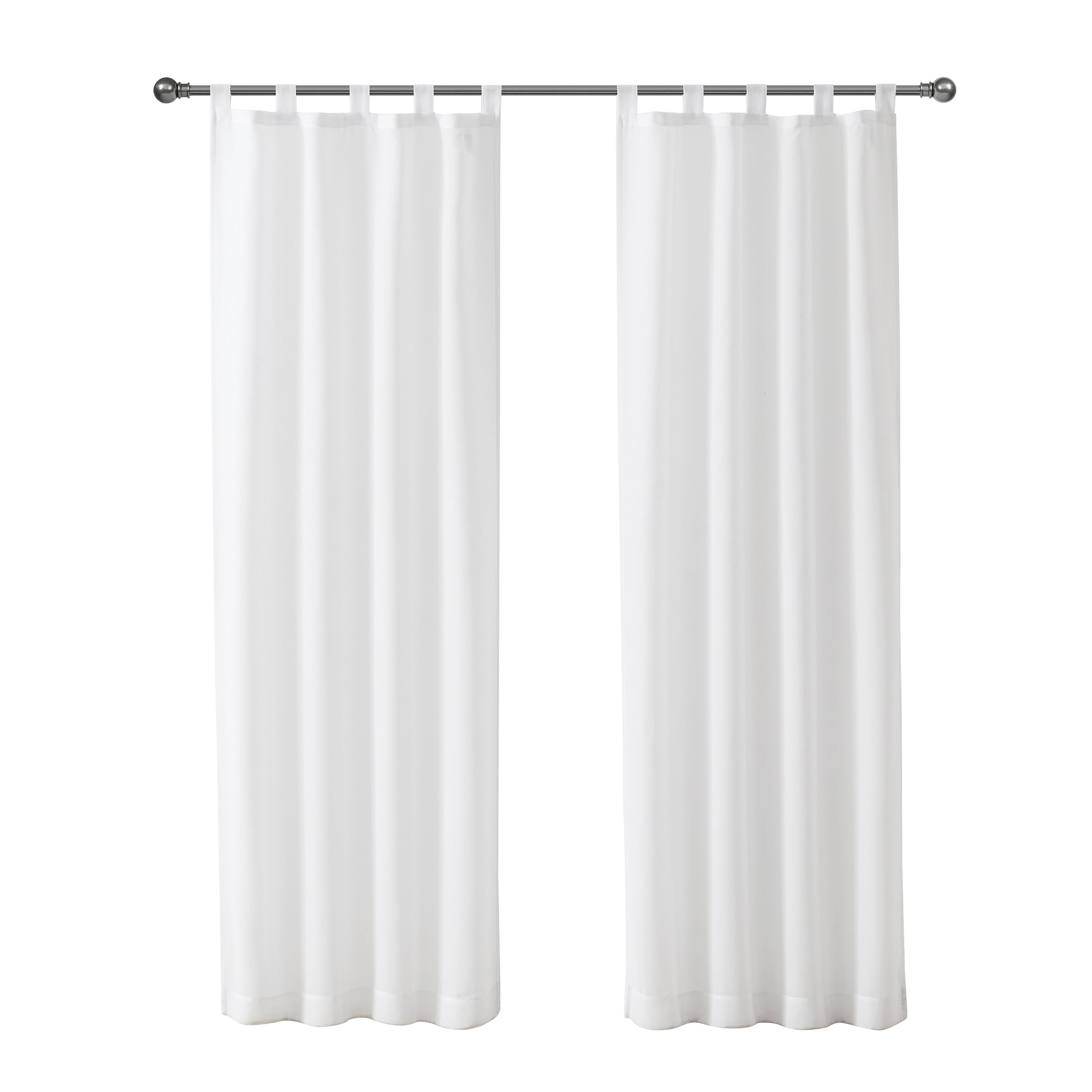 Mainstays Light Filtering Tab Top Curtain Panel Set, 2 Panels, White, 37 in x 95 in