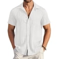 thumbnail image 1 of Camisa de lino de manga corta casual para hombre COOFANDY, blanca, 1 of 6