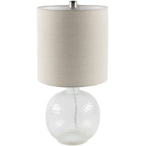 Livabliss Nereus Traditional Accent Table Lamp, 21-inch, Clear with Beige Shade