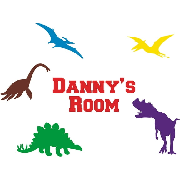 Dinosaur Boys Room Dinosaurs Dino Customized Wall Decal - Custom Vinyl Wall Art - Personalized Name - Baby Girls Boys Kids Bedroom Wall Decal Room Decor Wall Stickers Decoration Size (30x30 inch)