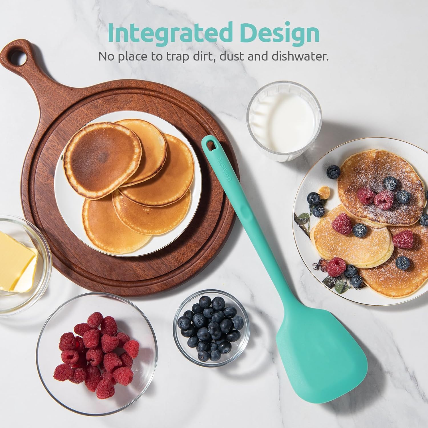 U-Taste Heat Resistant Silicone Turner Spatula Set, 2-Piece, Aqua photo 4