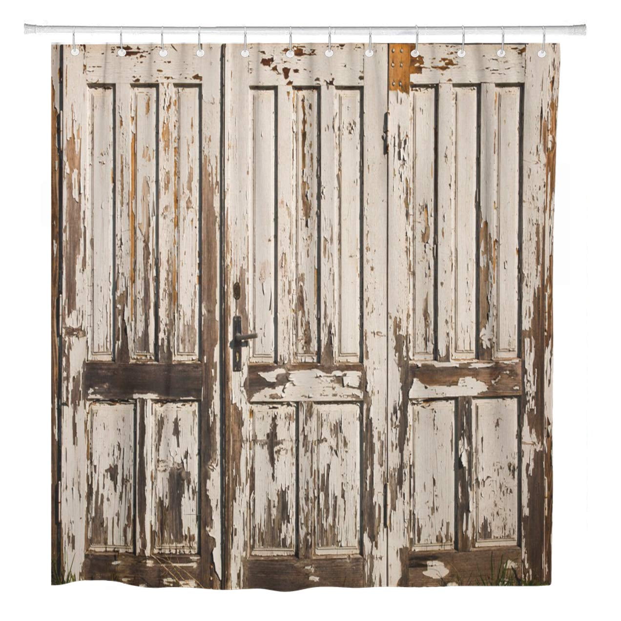 Atabie Brown Abstract Old Vintage Wooden Door White Paint Aged Shower Curtain 66x72 Inch Walmart Com Walmart Com