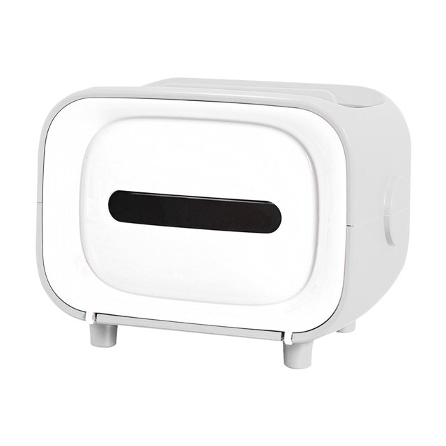 Caja de pañuelos creativa para guardar servilletas y bolígrafos magnéticos con ventosa para tocador gris