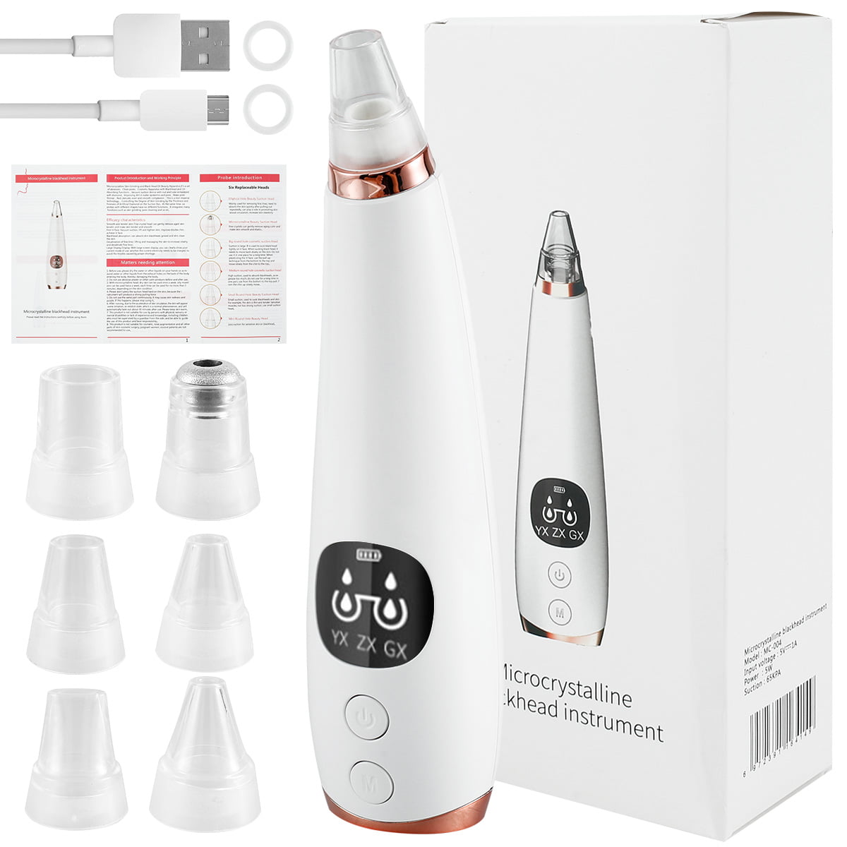 Yous Auto Blackhead Remover Pore Vacuum Cleaner Professional Pore Suction  Face Acne Cleaner USB Rechargeable Acne Extractor with 3 Modes 6 Suction 