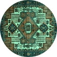 thumbnail image 1 of Ahgly Company Machine Washable Indoor Round Persian Turquoise Blue Traditional Area Rugs, 7' Round, 1 of 4