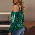thumbnail image 5 of Posijego Sequins Long Sleeve Tops for Women Cold Shoulder Party Formal Blouses Sparkly Shiny Elegant Tunic Shirts, 5 of 9