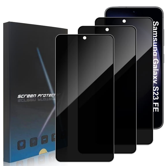 ZYQEEE Privacy Screen Protector for Samsung Galaxy S23 FE 6.4", Scratch Resistant Anti-Spy Tempered Glass Film, Bubble Free, Easy Installation,Case Friendly,3 Pack