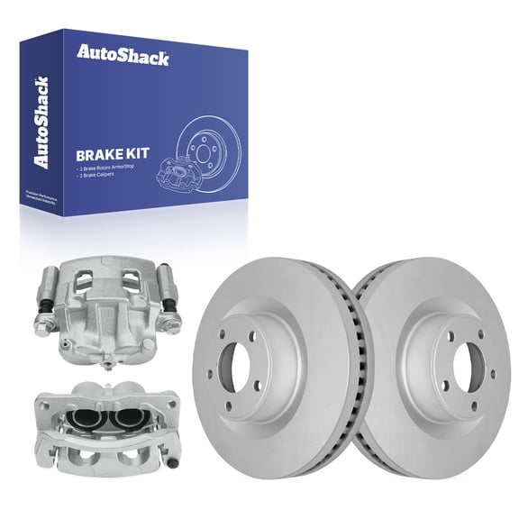 AutoShack Front Vented Coated Brake Rotors   Calipers 4-PC Brake Kit Replacement for 2011-2014 Ford Edge 2011-2012 Lincoln MKX ArmorStop 12.6" (320 mm)