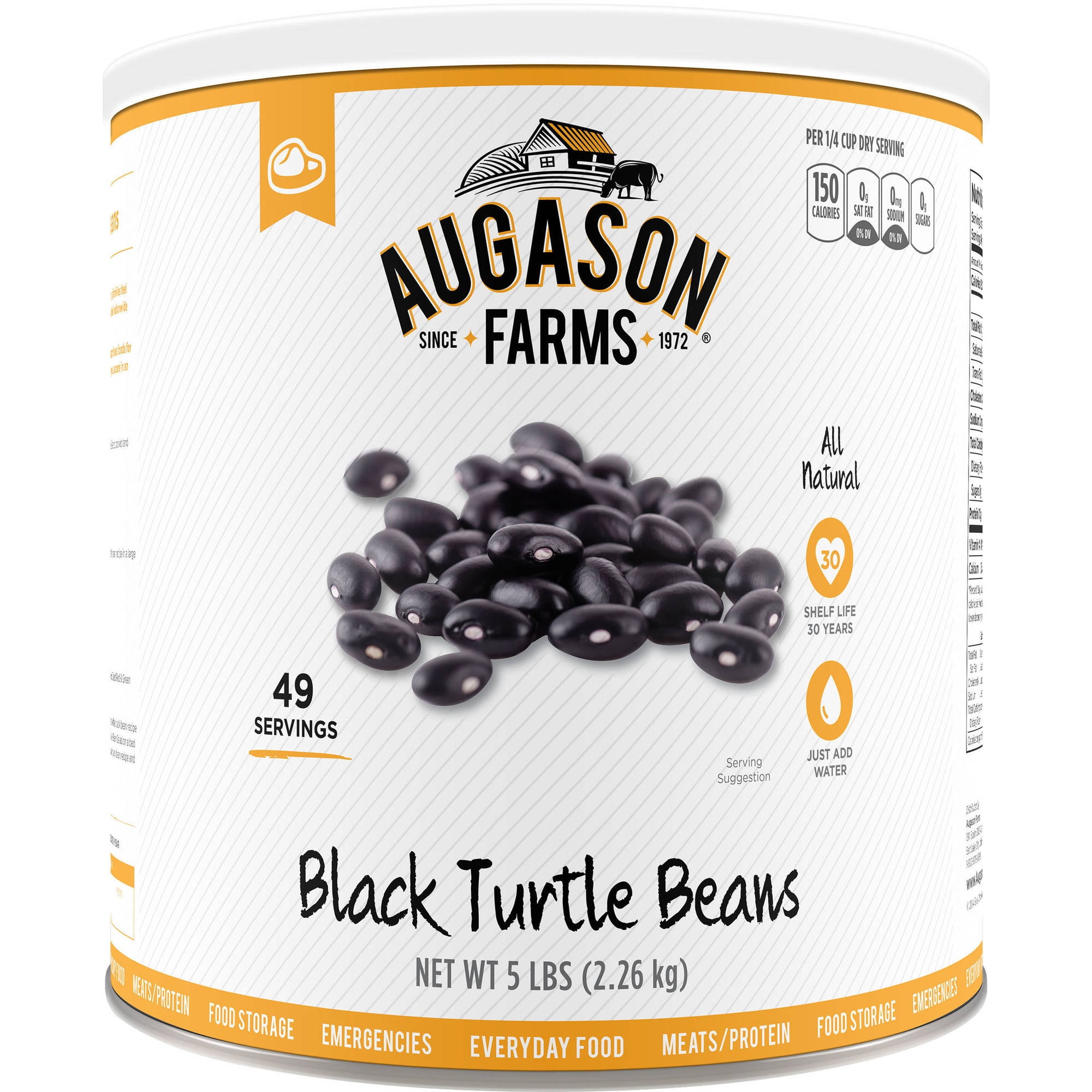 Augason Farms Black Turtle Beans, 5 lbs by Generic