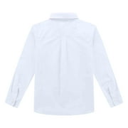 Bienzoe Big Boy's School Uniform Long Sleeve Button Down Cotton Shirt White 16