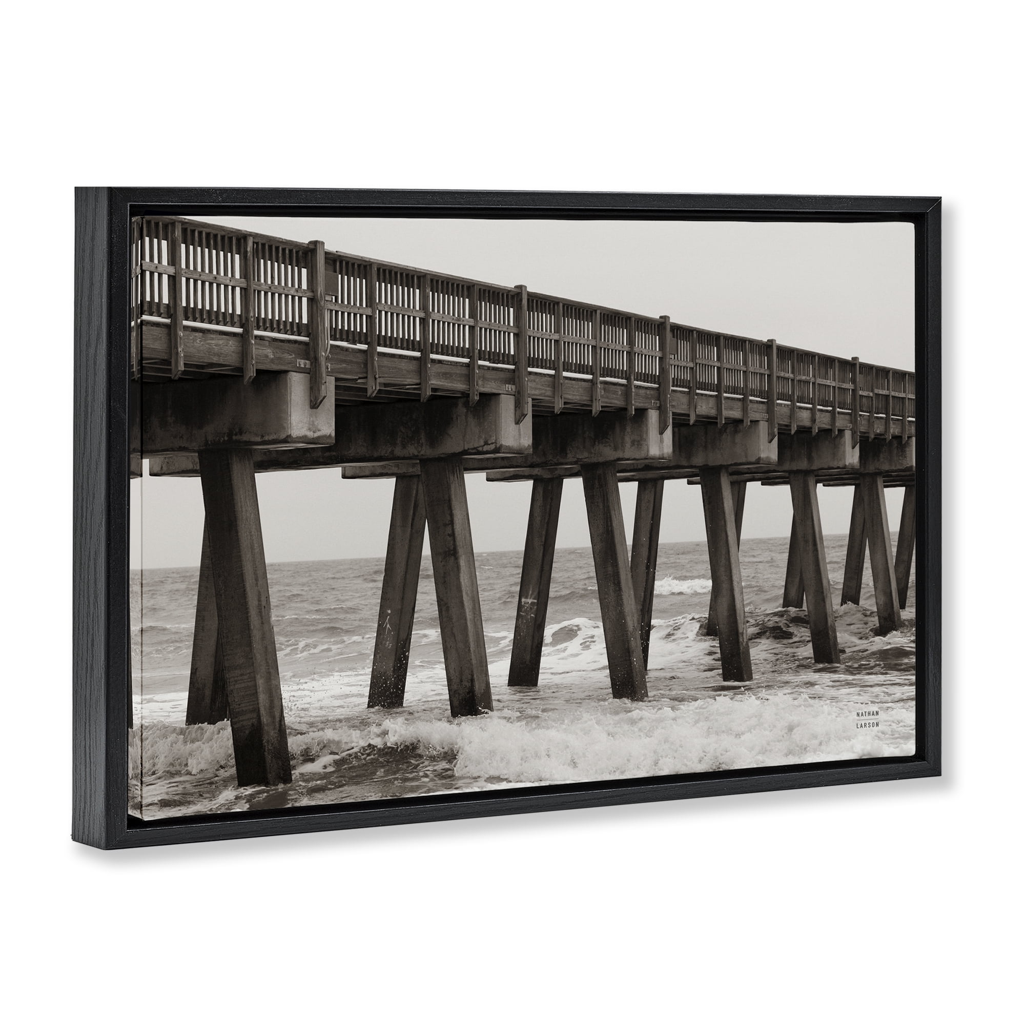 Stupell Industries Pier Angles Structure Black Framed Floater Canvas Wall Art, design by Nathan Larson
