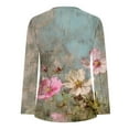 thumbnail image 4 of QATAINLAV Fall Long Sleeve Tops for Women Casual Button V Neck Oversized Pullover Floral Print Shirts Streetwear, Multicolor, M, 4 of 6
