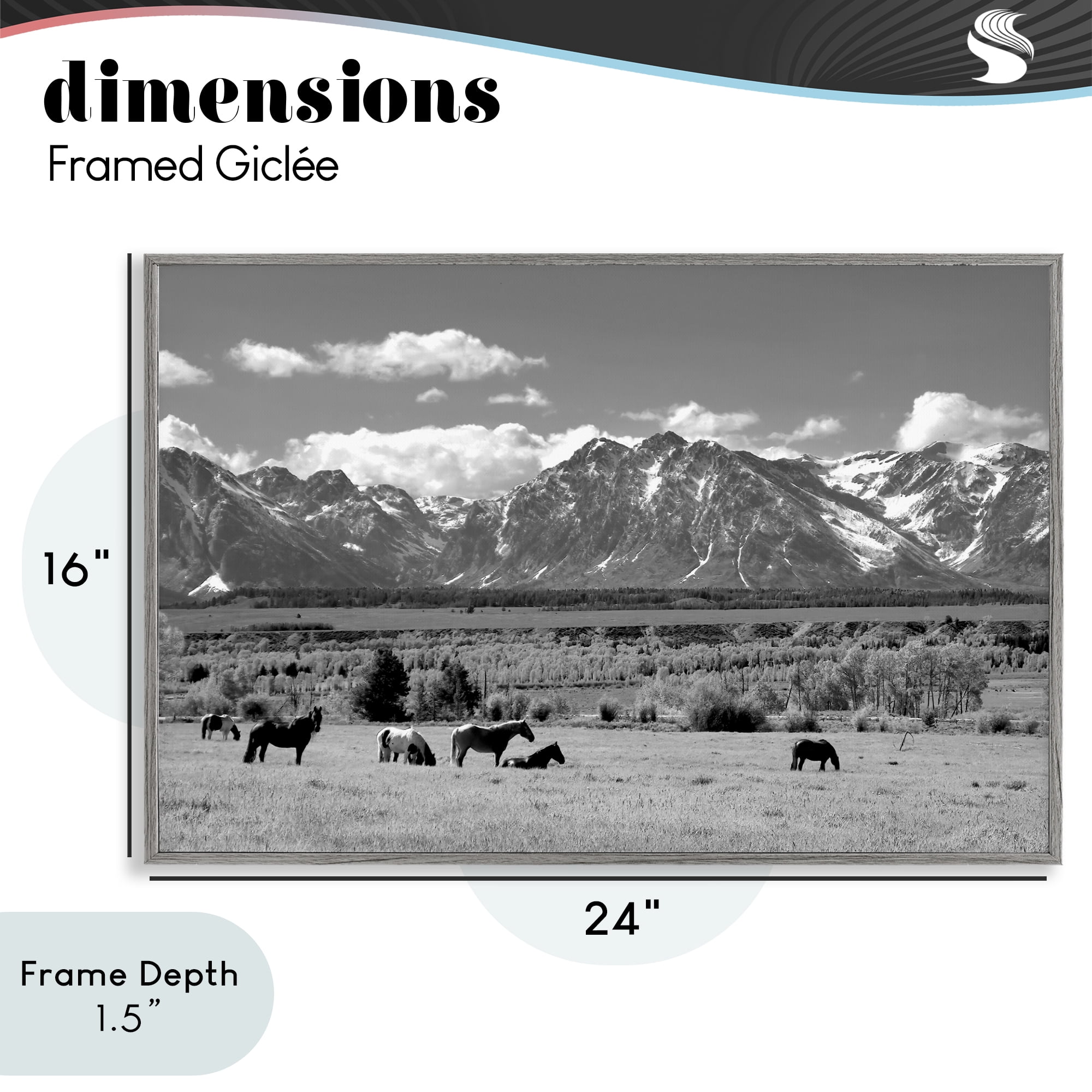 Stupell Industries Wyoming Ranch Horses Grazing Gray Framed Giclee Art, design by Steve Toole