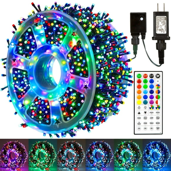 Cadena de luces navideñas Weillsnow de 164 pies y 500 LED RGB con control remoto