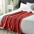 thumbnail image 3 of Posh Pascal 50"x60" Reversible Fabric Flannel Heathered Sherpa Blanket in Pink, 3 of 10