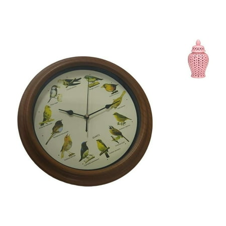 Wall Clock Ginger Jar Vase 12 Inch Unique Birdsong Alarm Ceramic Home Office Wedding Decoration