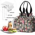 thumbnail image 4 of Pioneer Flower Floral Print Pattern Drawstring Lunch Bag Women - Drawstring Lunch Bag Insulated for Work Office - Stain-Resistant Large Lunchbags for Women with Multi-Pockets, 4 of 6