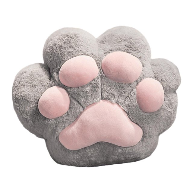 Cojín con forma de pata de gato, manta con forma de pata de gato, cojín decorativo con forma de pata de gato, regalo de cumpleaños, cojín de oficina, sofá Gris