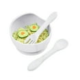 thumbnail image 6 of Almond Silicone Suction Cup And Spoon Set Baby Bowl Non Breakable Baby Feeding Utensils Stage 1 Self Feeding Weaning Food First Set/ White Baby Tableware, 6 of 9