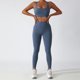 thumbnail image 2 of Pantalones de yoga de cintura alta para mujer, mallas elásticas con control de barriga y levantamiento de cadera, con bolsillo para ciclismo y correr, color azul XL, 2 of 6