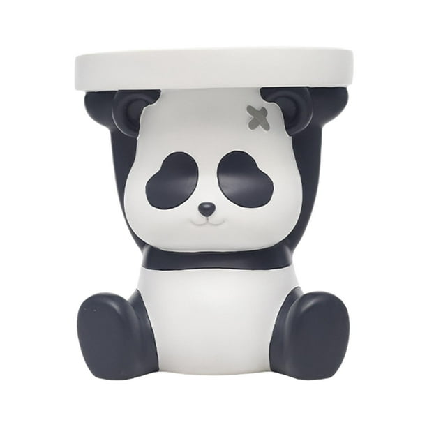 Reposapiés redondo con asiento antideslizante de resina con forma de animal, otomana decorativa para habitación infantil Panda