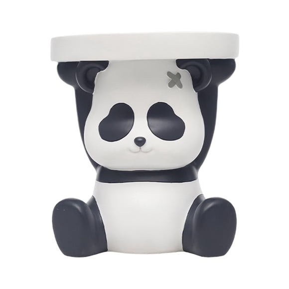 GROWTH TANK Resin Animal Ottoman Footrest Round Seat Non Skid for Bedroom, Entryway, Panda