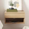 thumbnail image 6 of Jackson Light Wood Modern Floating Bedroom Nightstand with Storage Drawer and Open Shelf Cubby, 6 of 7