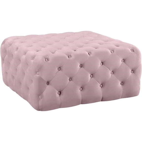 Pemberly Row Modern Button Tufted Pink Velvet Ottoman and Bench
