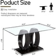 thumbnail image 4 of 63" Modern Glass Dining Table for 6, Rectangular Tempered Glass Top and Double O-Shape Glossy Wood Frame Base for Dining Room, Home Office, Meeting, 4 of 6