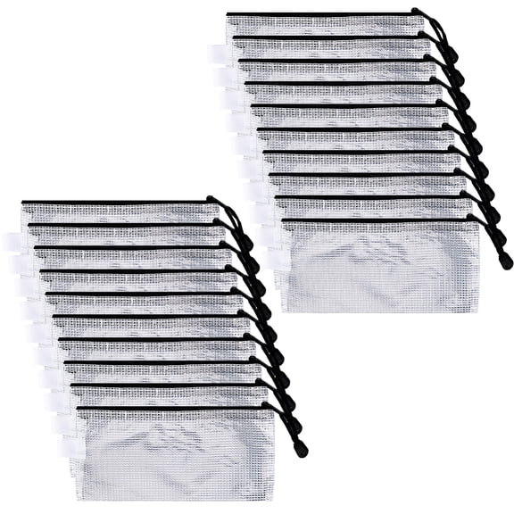 20 Pcs Mesh Money Pouch Mesh Zipper Pouch Clear Cash Register Money Bag with Zipper Bank Document Deposit Bag Check Wallet