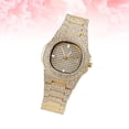 thumbnail image 2 of Reloj de pulsera masculino con circonita y diamantes de imitación, reloj de cuarzo de moda, reloj de pulsera hip hop dorado, 2 of 7