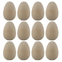 Monyance Wooden Bird Egg Unfinished Wooden Wren Eggs for DIY Crafts (12pcs)(1.18X0.79X0.79Inches)