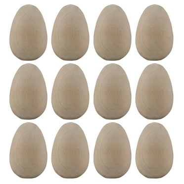 12pcs Unfinished Wooden Egg Shape Adornments kids Painting Supplies Graffiti Wood Egg